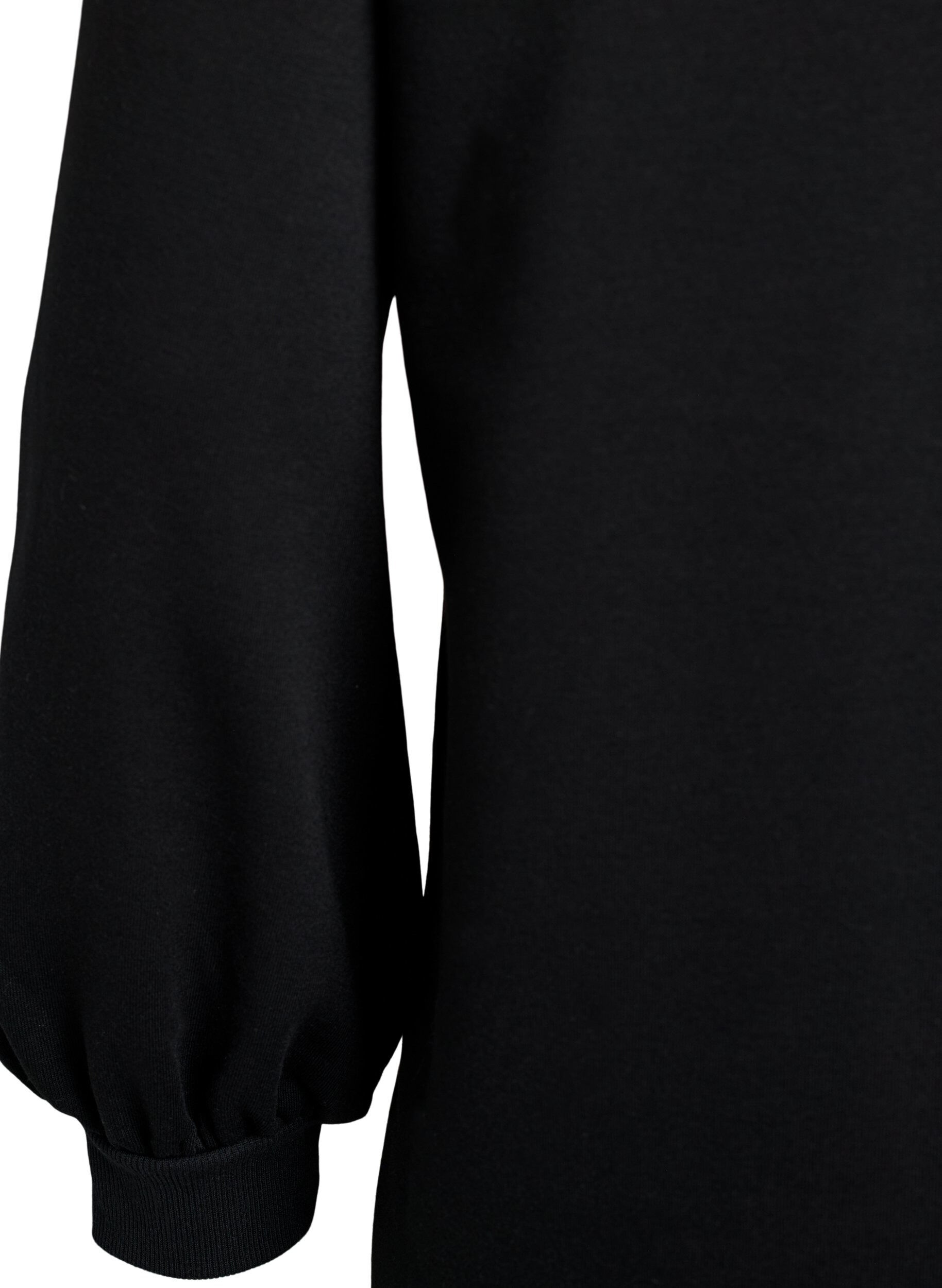 ZizziKurzes Kleid aus Sweat mit Ballon&auml;rmeln, Schwarz, Packshot image number 3