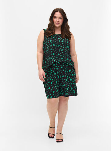 Shorts mit Print und Taschen, Green Flower AOP, Model image number 0