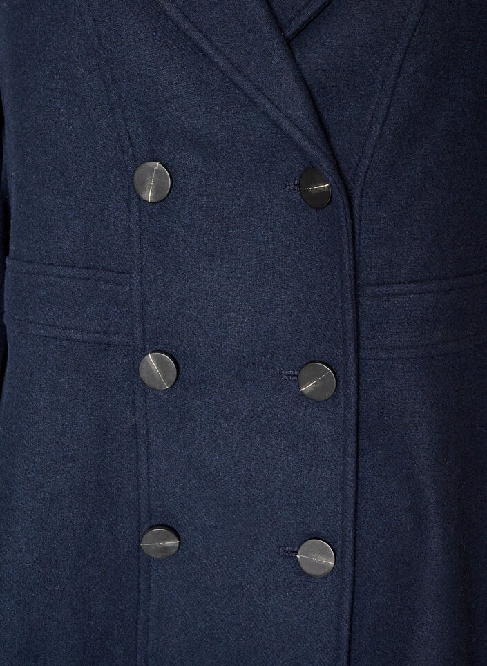 A-line wool coat with pockets, Blue, Packshot image number 2