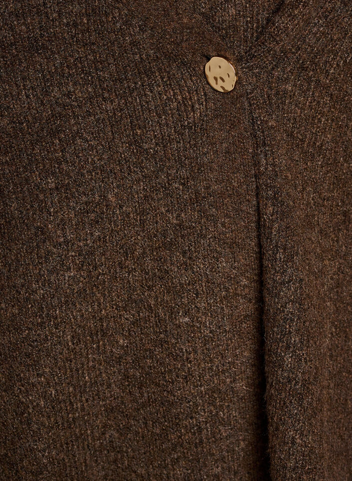 Strickjacke mit asymmetrischem Verschluss, Braun, Packshot
