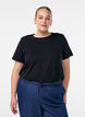 Basic-T-Shirt aus Baumwolle mit Schulterpolstern, Schwarz, Model image number 0