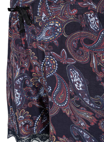 Kurze Schlafanzughose aus Viskose mit Spitzendetails, PAISLEY PRINT, Packshot image number 2
