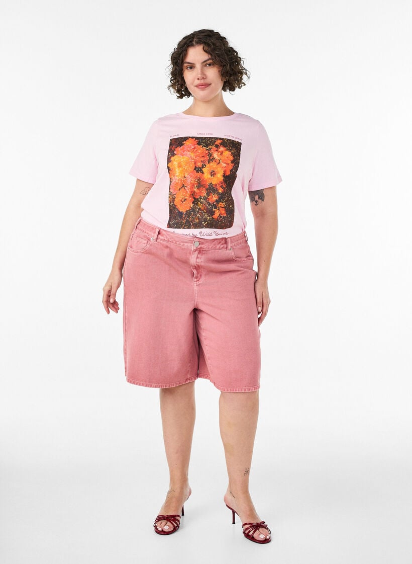 T-Shirt aus Baumwolle mit Frontprint, Rot, Model image number 1