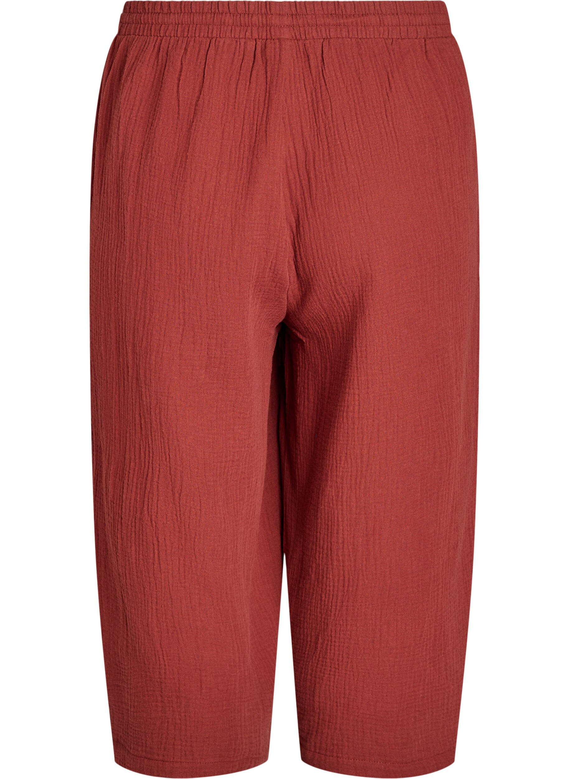ZizziCulotte-Hose aus Baumwollmusselin mit hohem Bund., Rot, Packshot image number 1