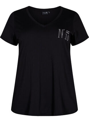 Sport-T-Shirt aus Baumwolle mit Aufdruck, Black w. No. 10, Packshot image number 0