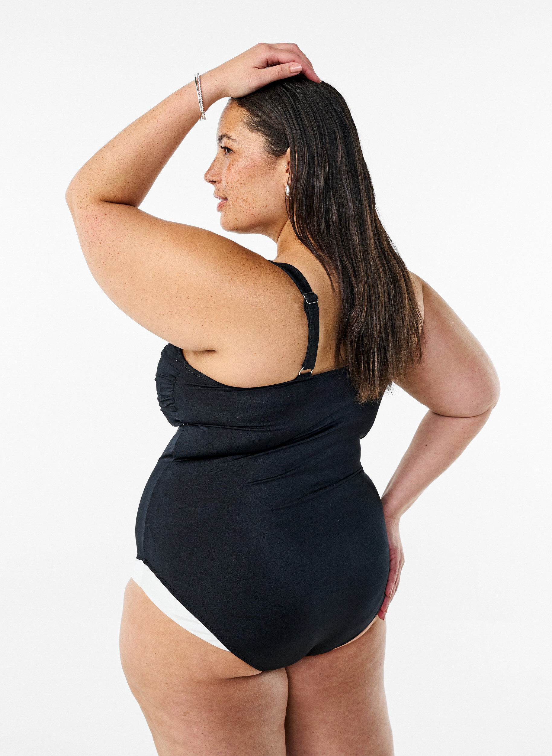 ZizziBadeanzug mit Polsterung und Kontrastdetails, Schwarz, Model image number 1