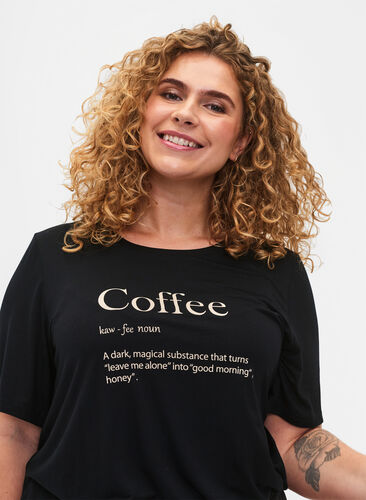 Kurzärmeliges Nacht-T-Shirt aus Viskose, Black Coffee, Model image number 1