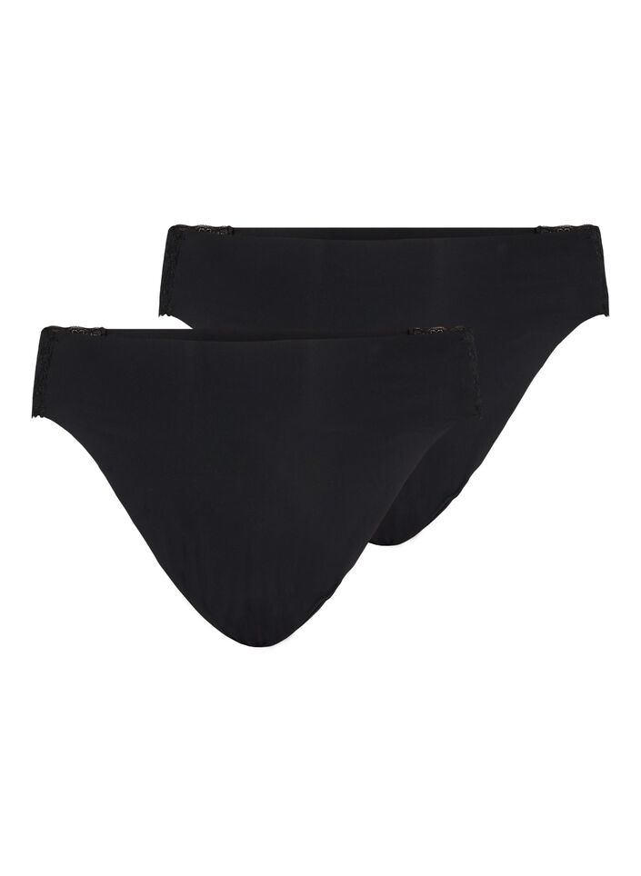2-pack Brazilian Slip mit normaler Taille, Schwarz, Packshot image number 0