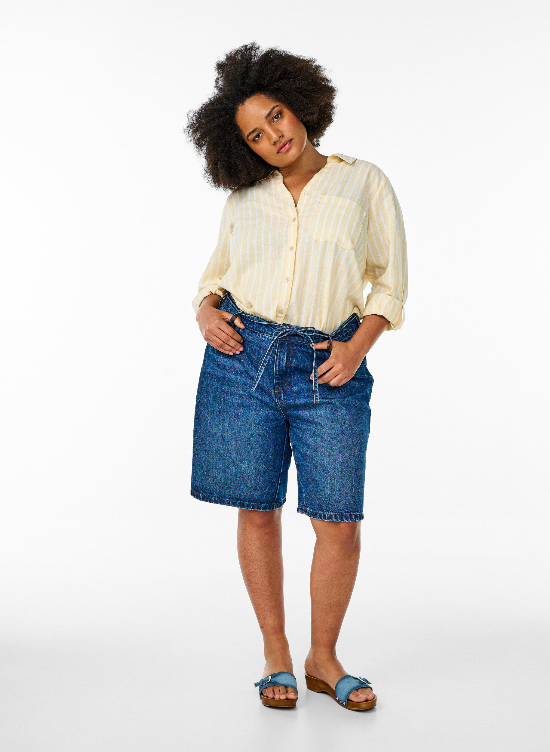 ZizziBluse aus Leinen und Viskose mit 3/4-&Auml;rmeln, Beige, Model image number 1