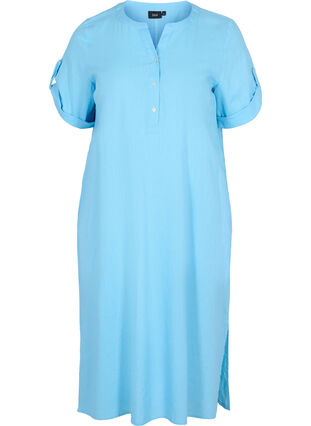 Langes kurzärmeliges Hemdkleid, Alaskan Blue, Packshot image number 0