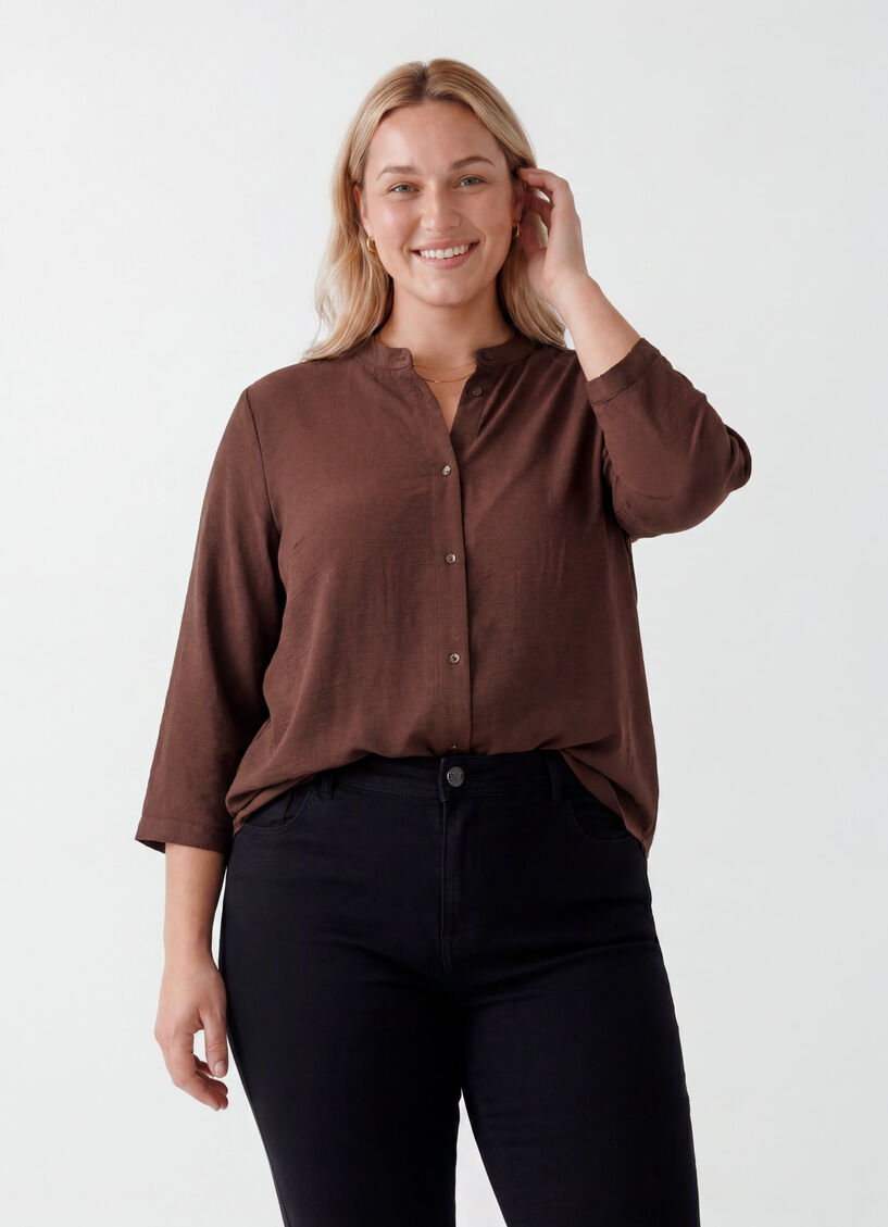 Tunika mit 3/4-&Auml;rmeln, Braun, Model image number 0