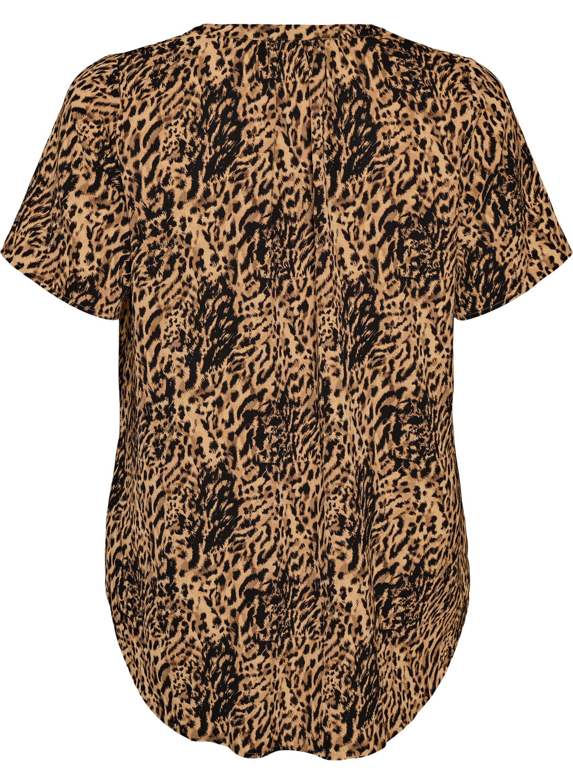 ZizziBluse mit kurzen &Auml;rmeln und V-Ausschnitt, Braun, Packshot image number 1
