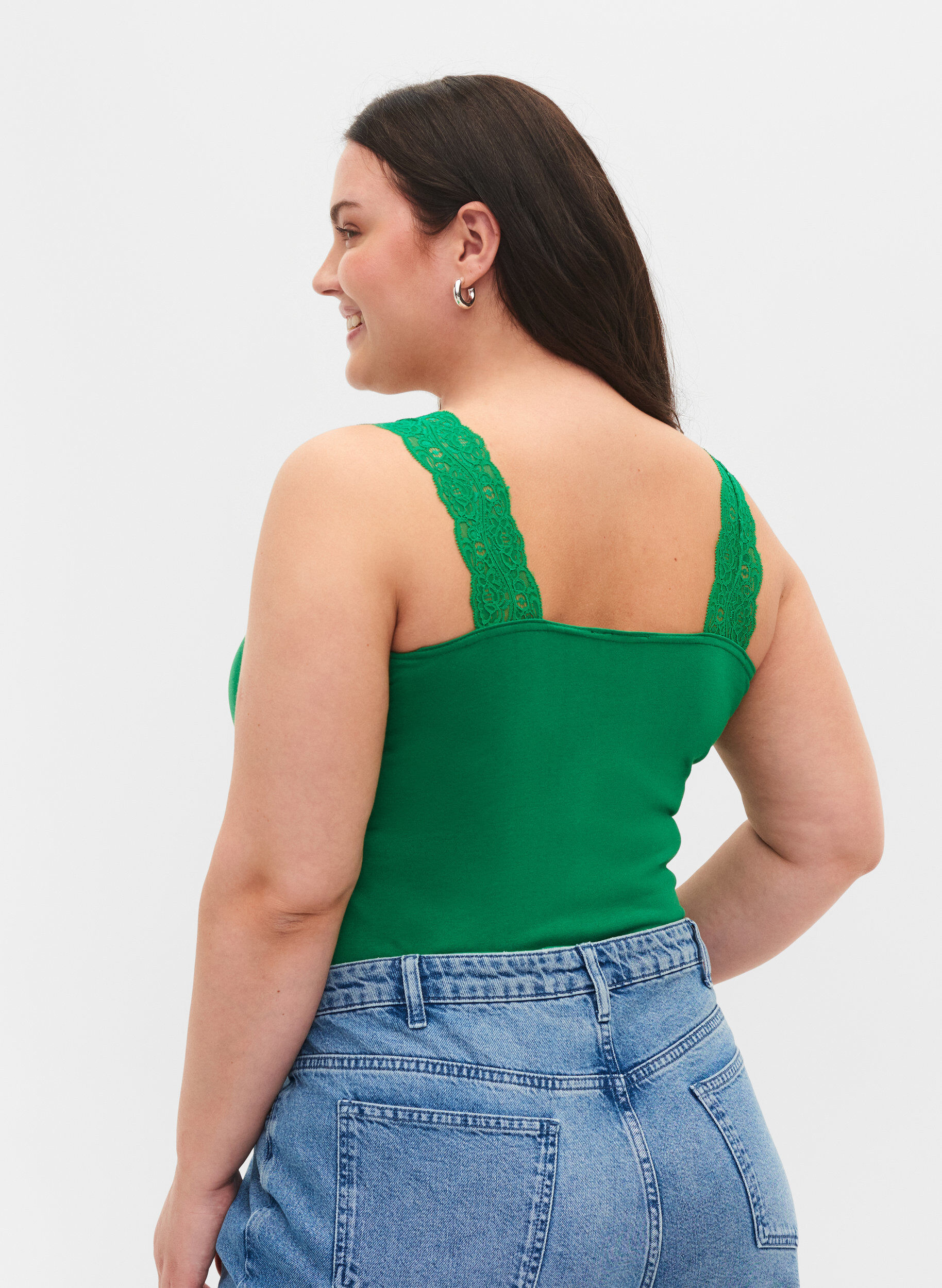 Zizzi2er-Pack Tops mit Spitze, Navy B/Jolly Green, Model image number 1