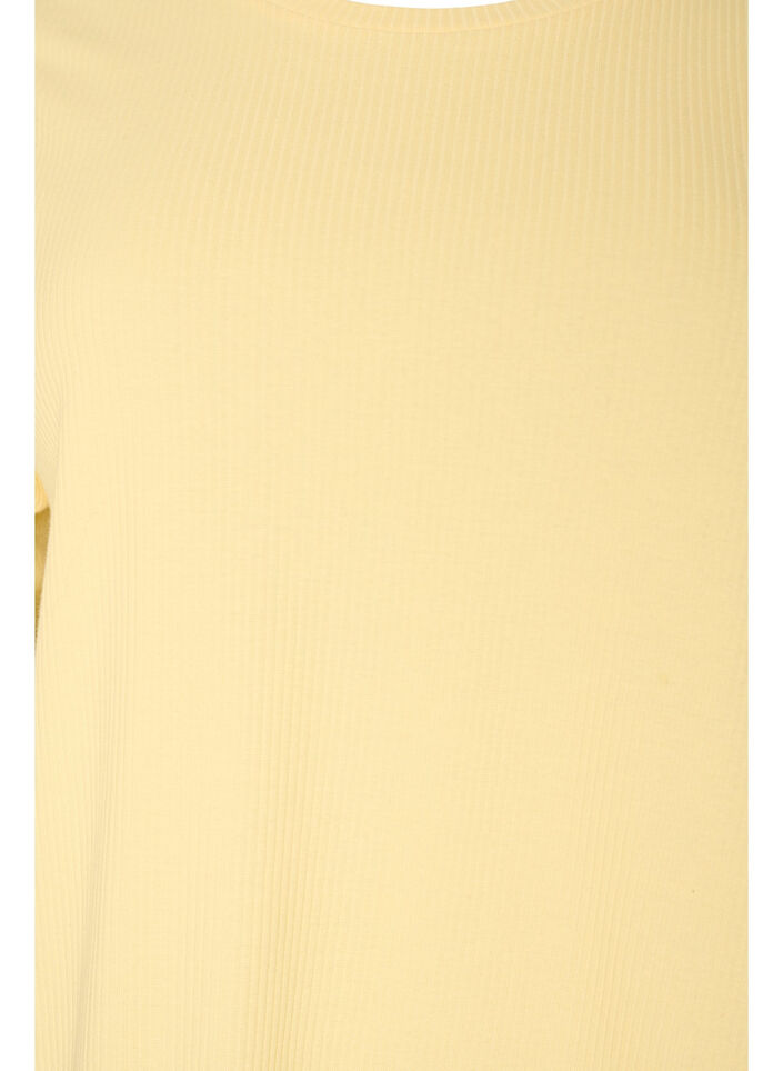 Bluse aus geripptem Jersey mit kurzen &Auml;rmeln, Gelb, Packshot image number 2