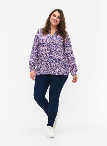 FLASH - Langärmelige Bluse mit Print, Strong Blue Flower, Model image number 2