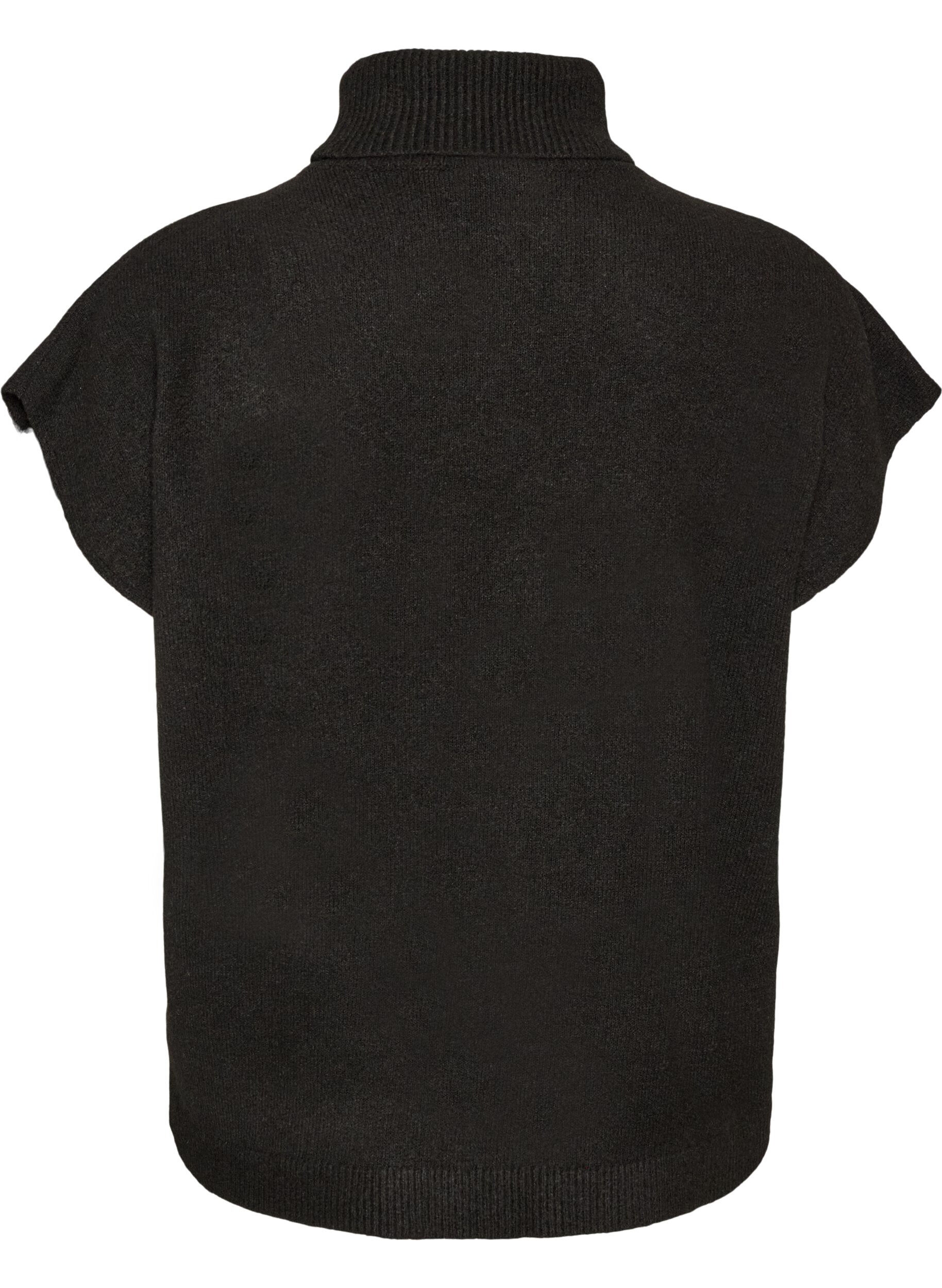 ZizziStrickweste mit Rollkragen, Schwarz, Packshot image number 1