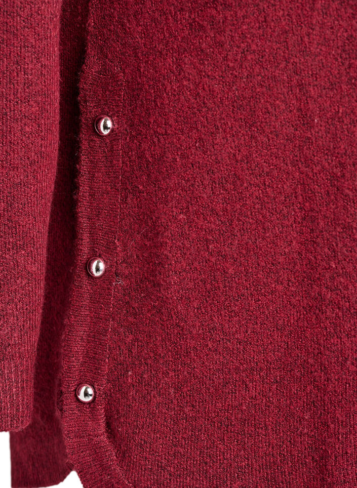 Lange Strickbluse mit Kugelknöpfen, Dunkles Bordeaux, Packshot image number 3