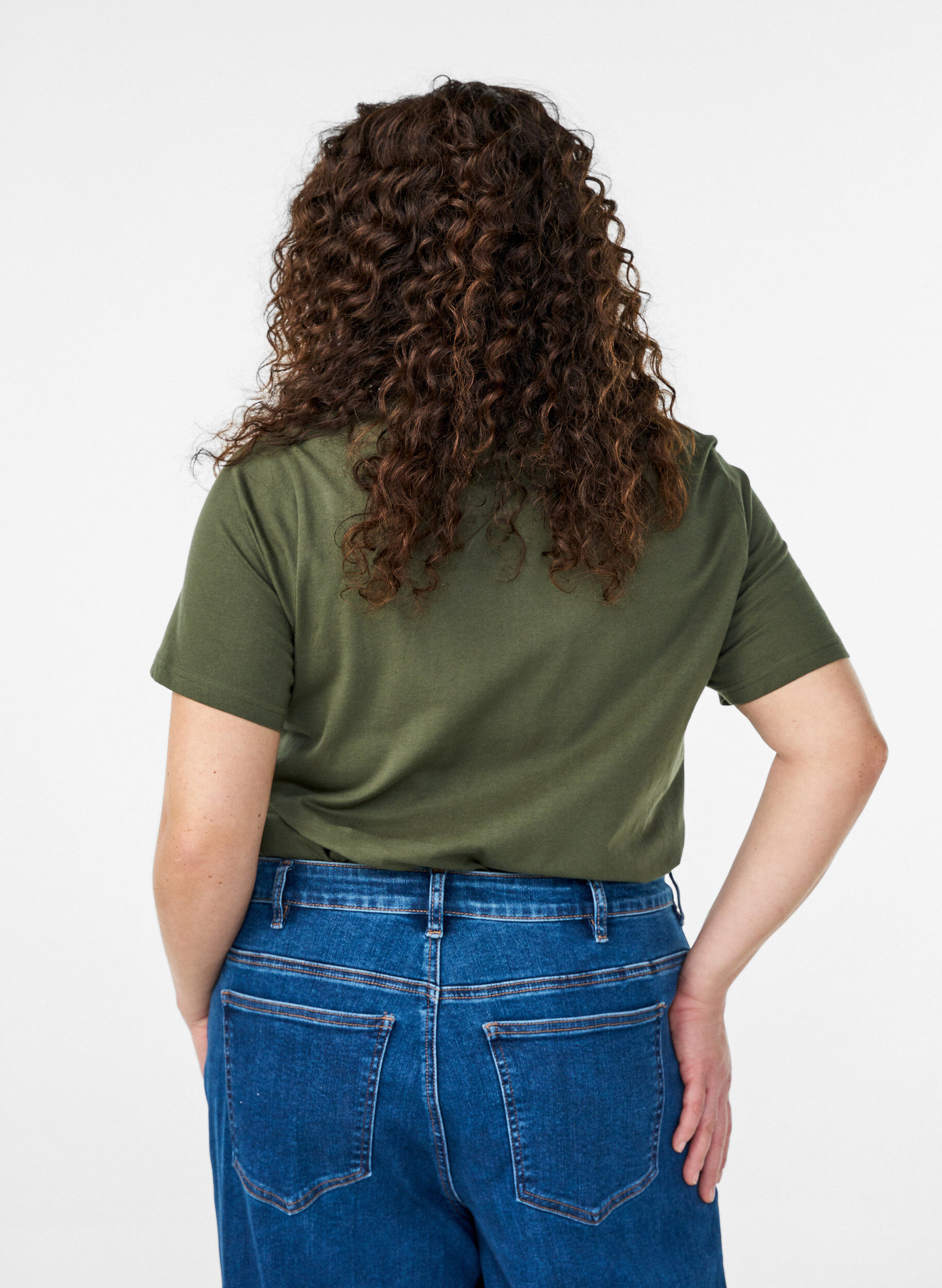 ZizziT-Shirt aus Baumwolle mit dekorativem Frontdetail, Gr&uuml;n, Model image number 2