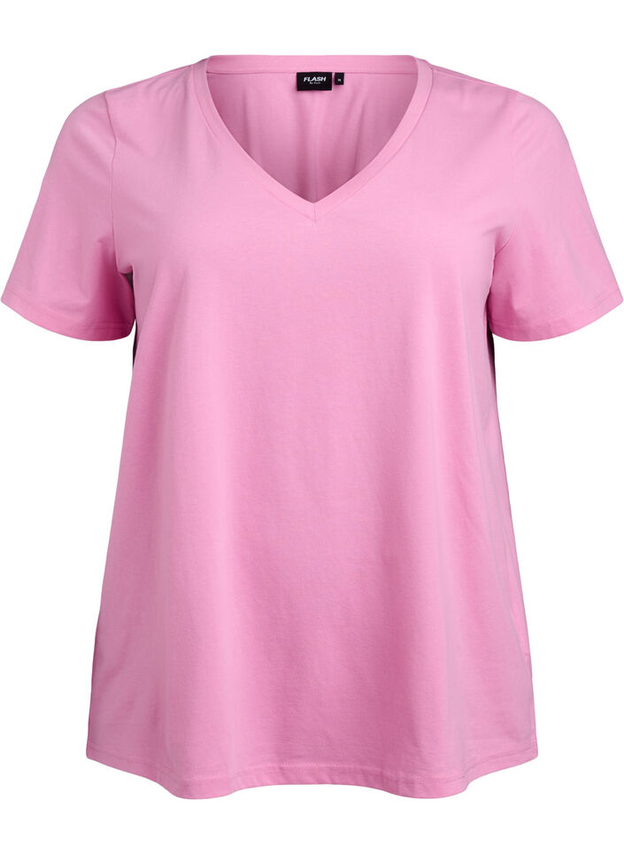 FLASH - T-Shirt mit V-Ausschnitt, Pink, Packshot image number 0