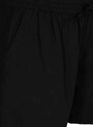 Weite kurze Hosen aus Baumwoll-Leinen-Mischgewebe, Black, Packshot image number 2