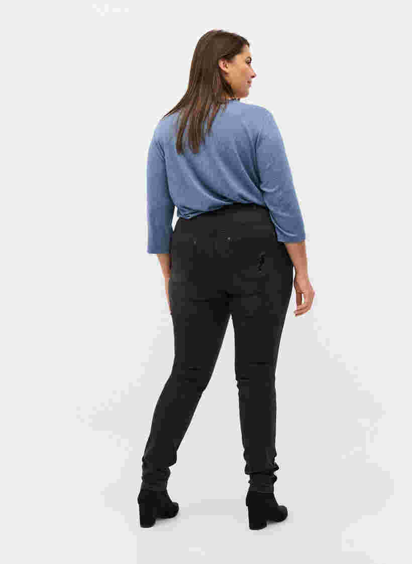 Super Slim Amy Jeans mit Schlitz und Knöpfen, Grey Denim, Model image number 1