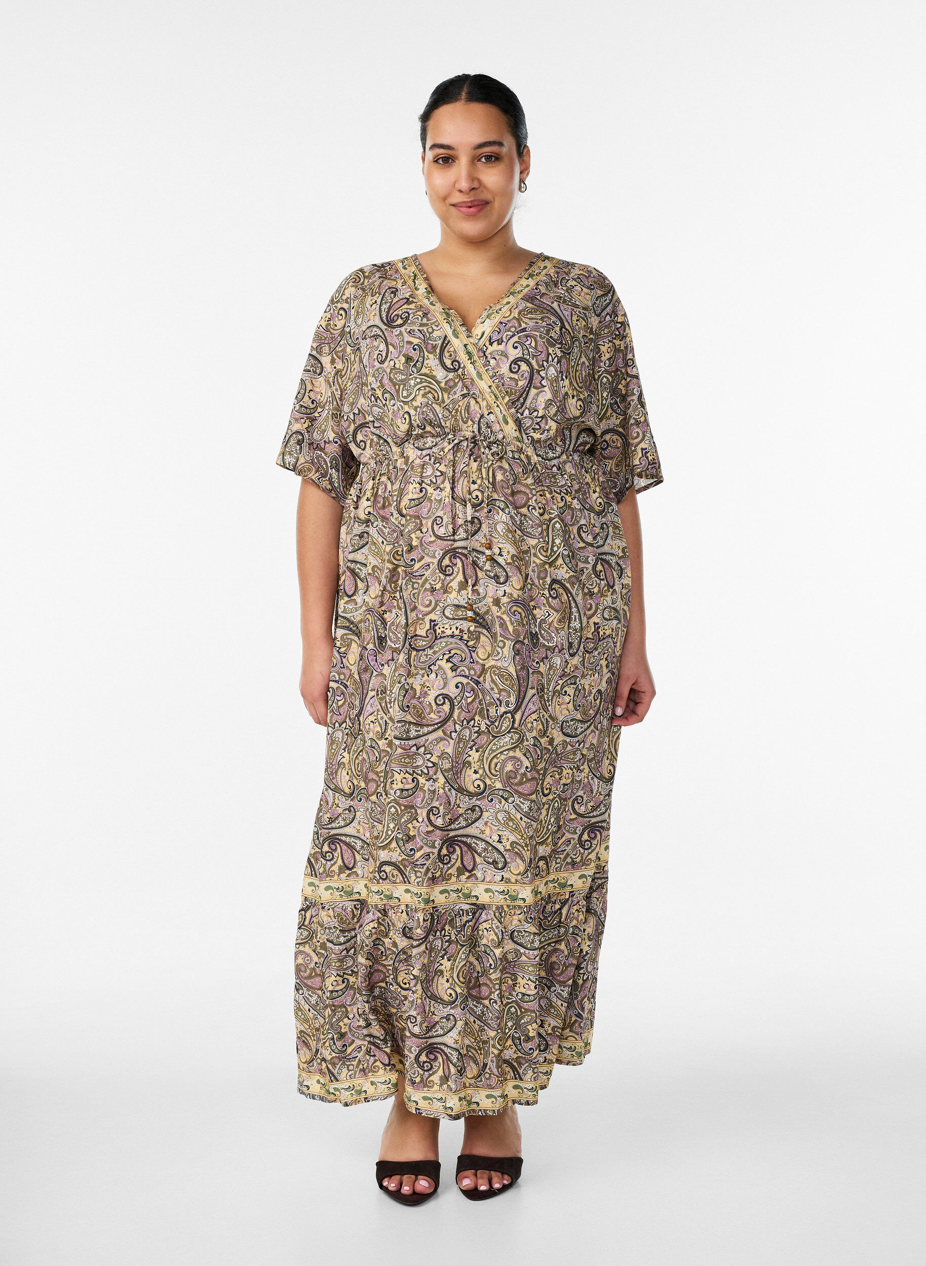 ZizziMaxikleid aus Viskose mit Paisleymuster, Gelb, Model image number 0