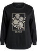 Sweatshirt mit Rosenprint und Strasssteinen, Schwarz, Packshot image number 0