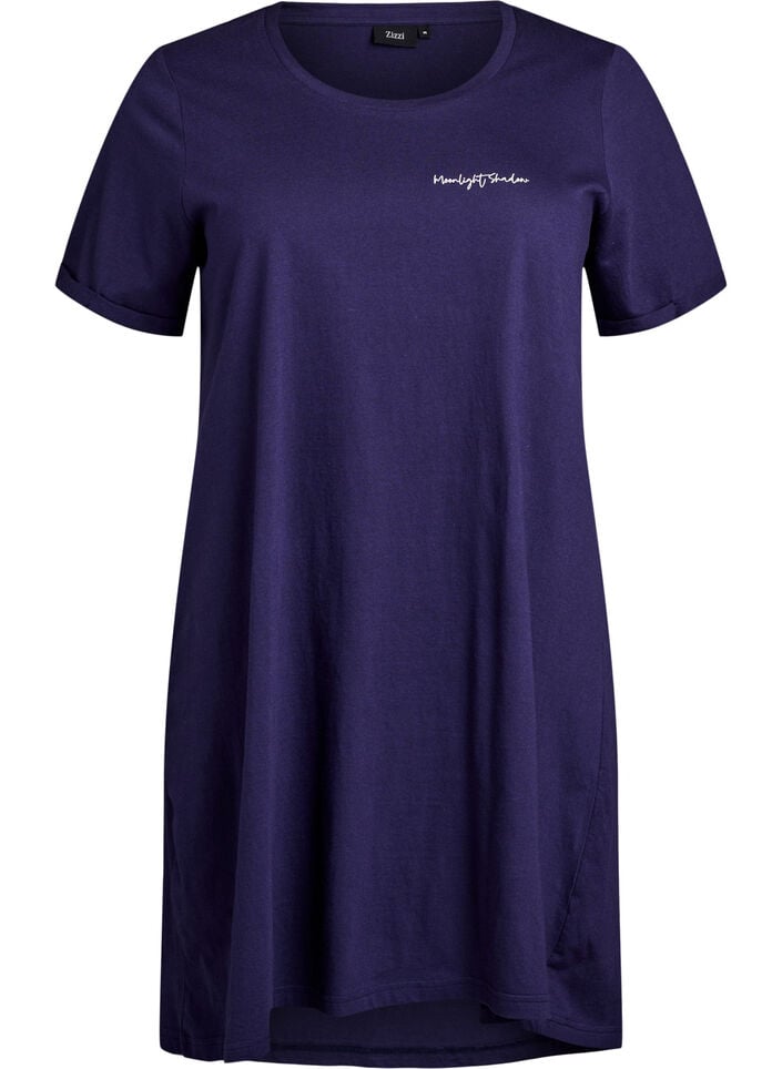 Langes Nachthemd aus Bio-Baumwolle mit Print, Blau, Packshot image number 0