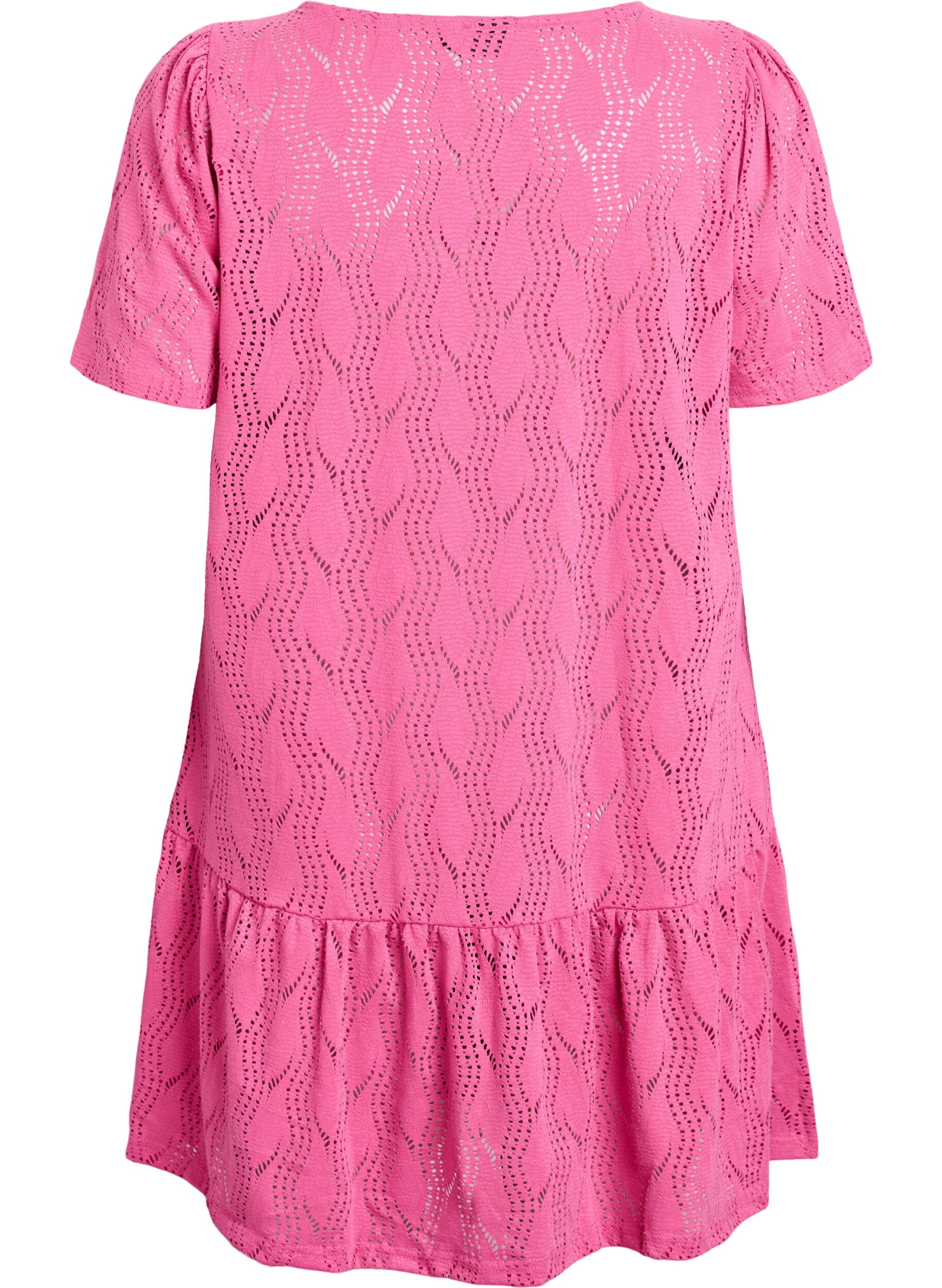ZizziKurzes Jerseykleid mit Lochmuster, Pink, Packshot image number 1