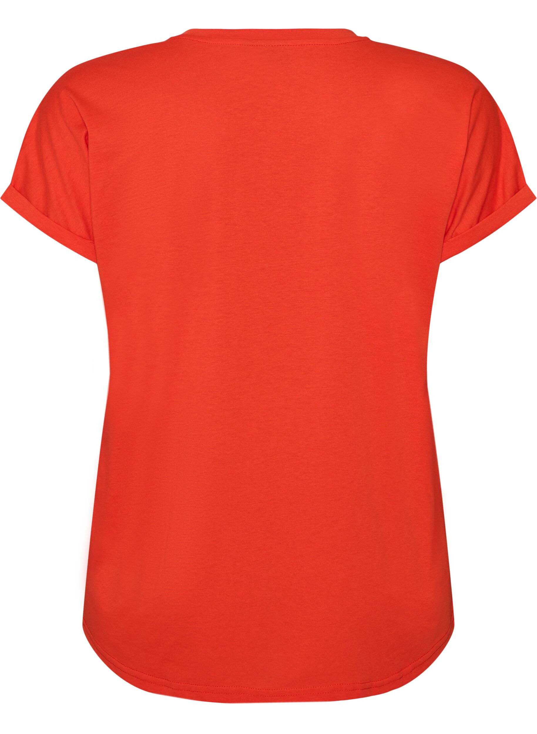 ZizziKurz&auml;rmeliges T-Shirt aus einer Baumwollmischung, Orange, Packshot image number 1