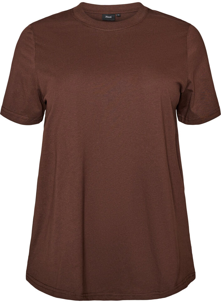 Basic-T-Shirt aus Baumwolle mit Rundhalsausschnitt, Braun, Packshot image number 0