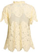 Bluse aus Spitze mit R&uuml;schenkragen und kurzen &Auml;rmeln, Gelb, Packshot image number 1