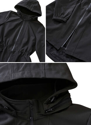 Softshell-Jacke mit abnehmbarer Kapuze, Black, Packshot image number 4