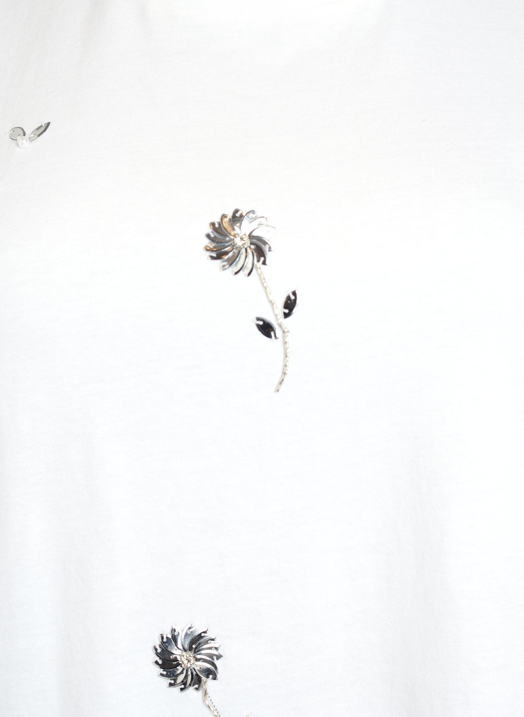 ZizziT-Shirt mit Pailletten-Blumen, Wei&szlig;, Packshot image number 2