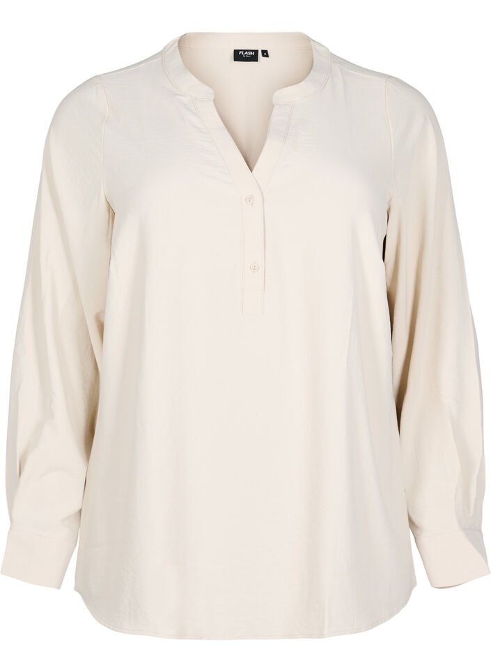 FLASH - Bluse mit langen Ärmeln, Beige, Packshot image number 0