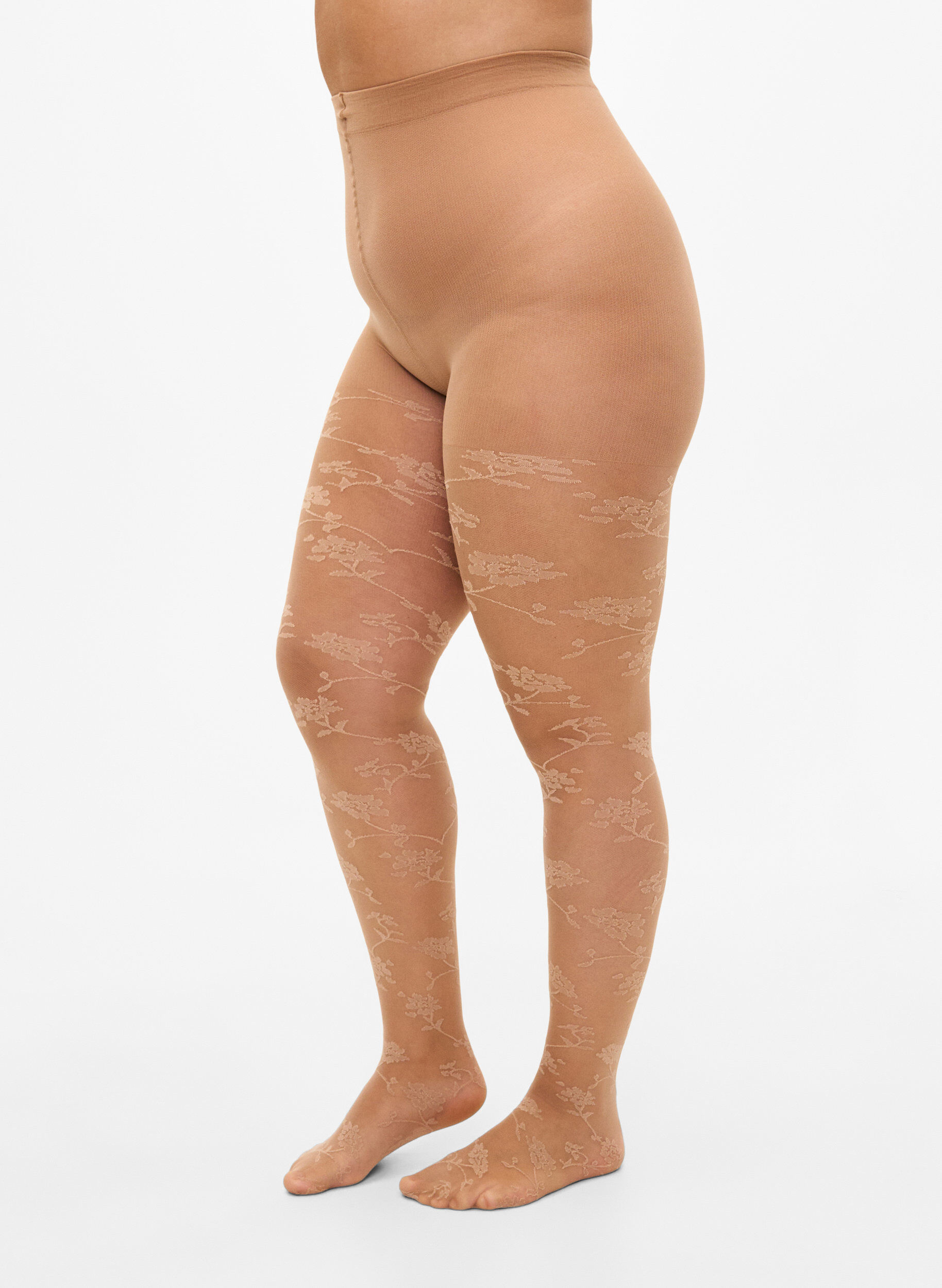 Zizzi30-Denier-Strumpfhosen mit Blumenmuster, Nude, Model image number 0