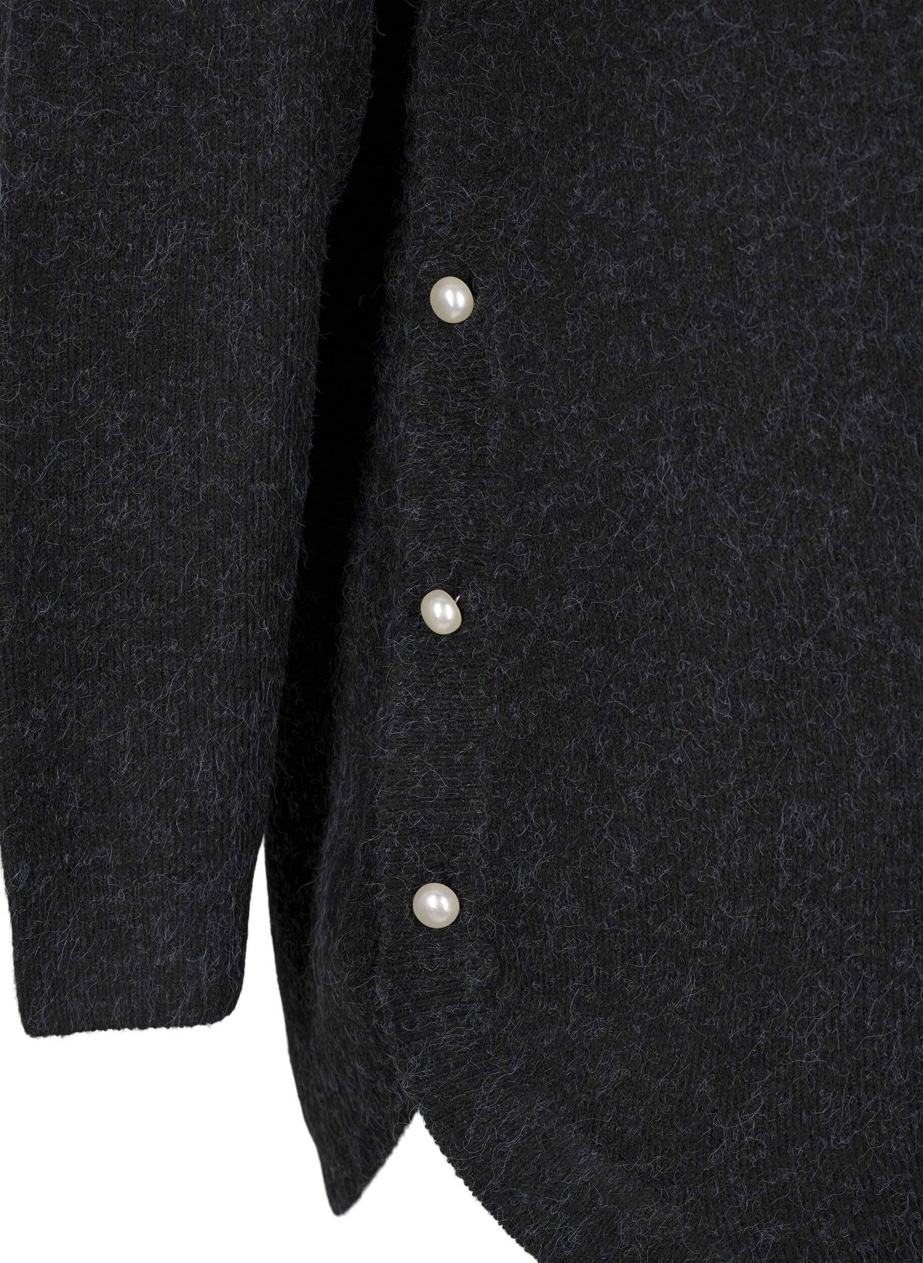 ZizziStrickbluse mit Perlendetails, Dark Grey Melange, Packshot image number 3