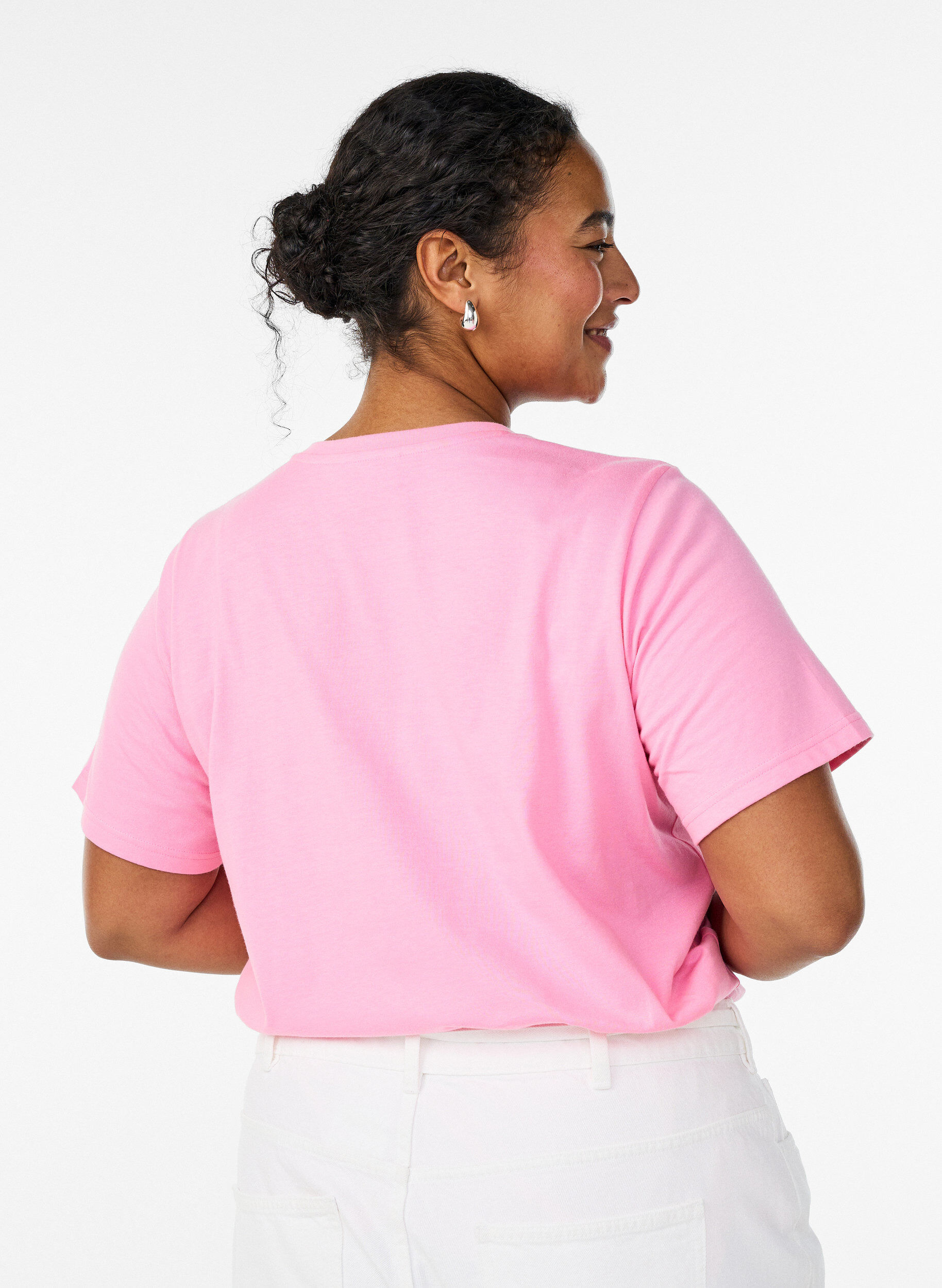 ZizziT-shirt aus Baumwolle mit aufgesticktem Text, Wei&szlig;, Model image number 2