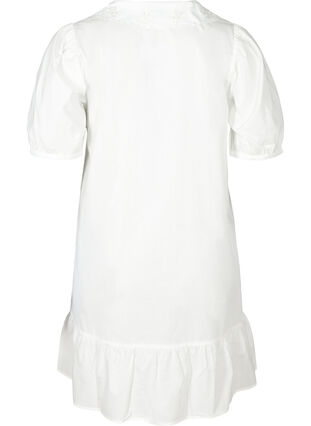 Hemdkleid aus Baumwolle mit Ballonärmeln, Bright White, Packshot image number 1