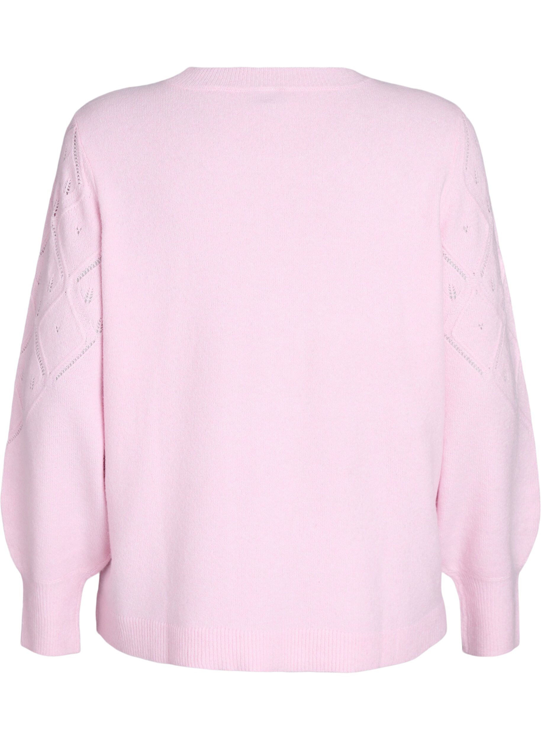 ZizziStricktop mit Lochmuster und Ballon&auml;rmeln, Rot, Packshot image number 1