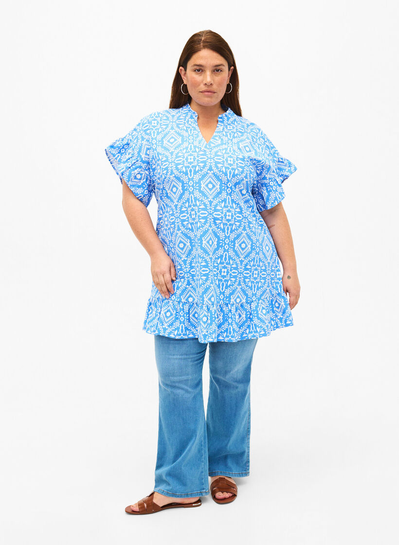 Geblümte Tunika aus Baumwolle, Marina Flower AOP, Model image number 2