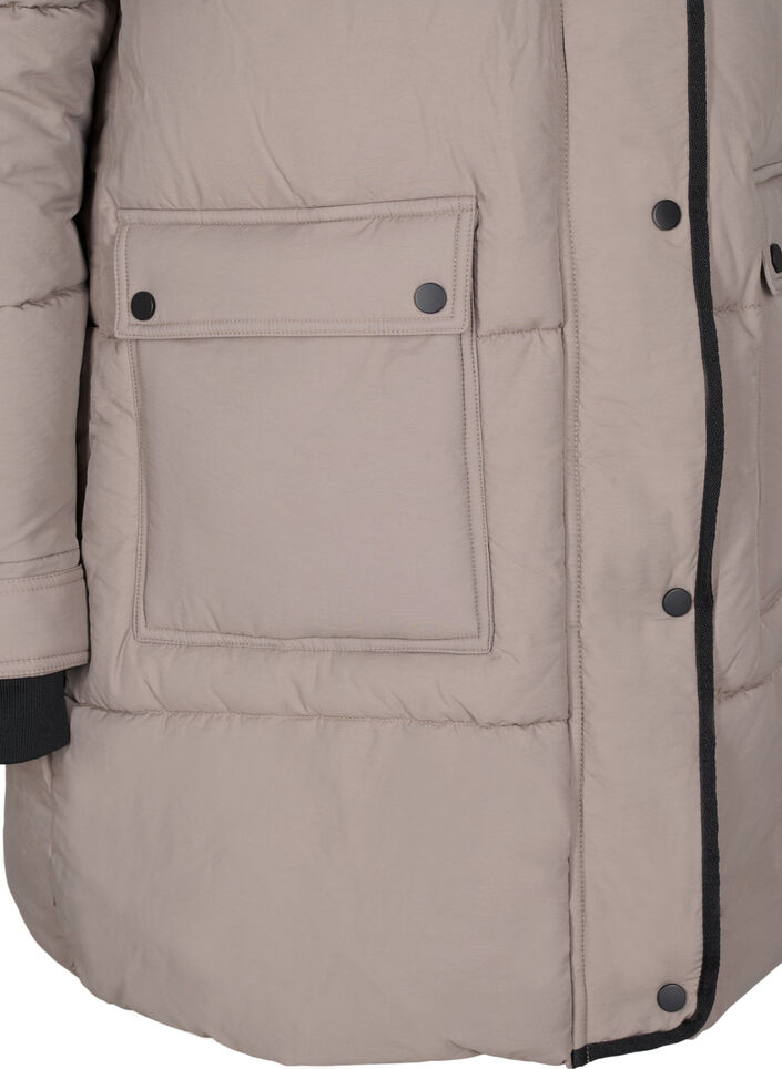 Steppjacke mit Kapuze und Kontrastdetails, Beige, Packshot image number 3