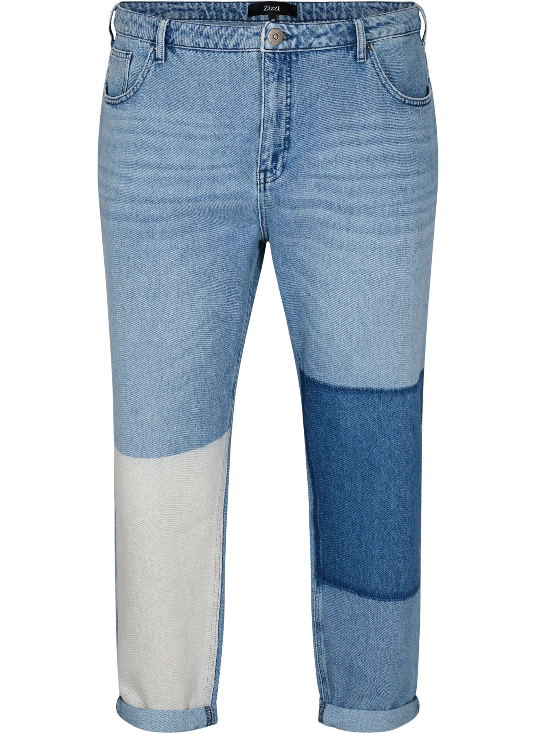 ZizziMille Mom Fit Jeans mit Colour Block, Blue Denim Comb, Packshot image number 0