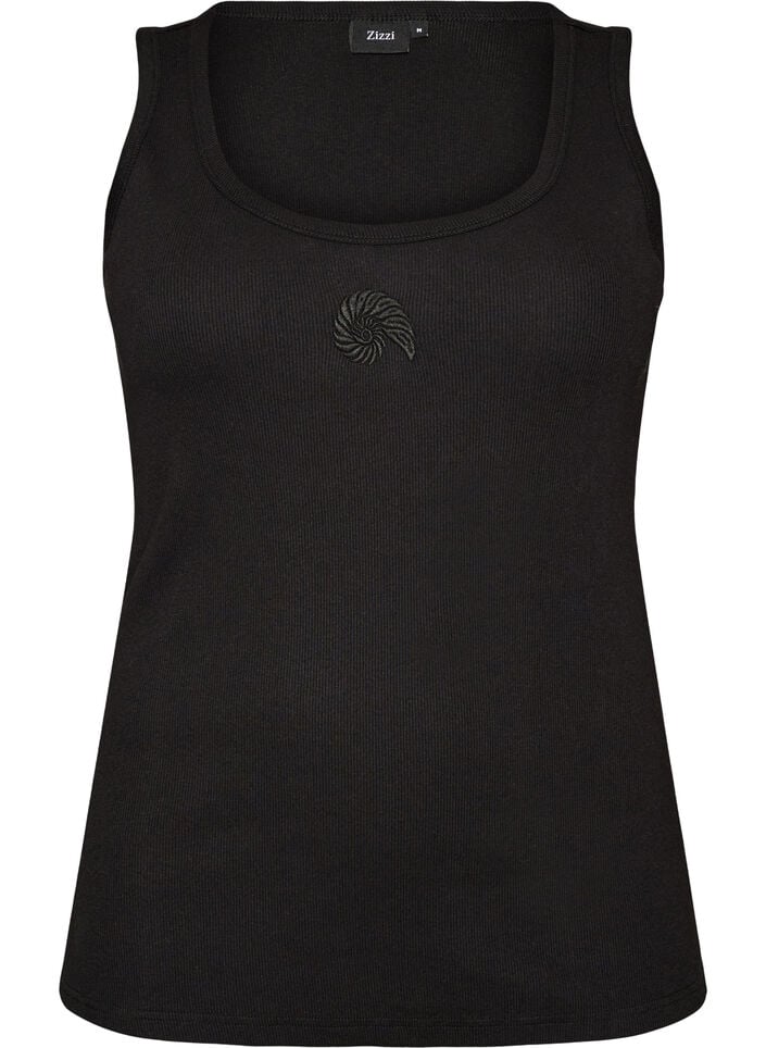 Tailleiertes Top mit Motiv, Schwarz, Packshot image number 0