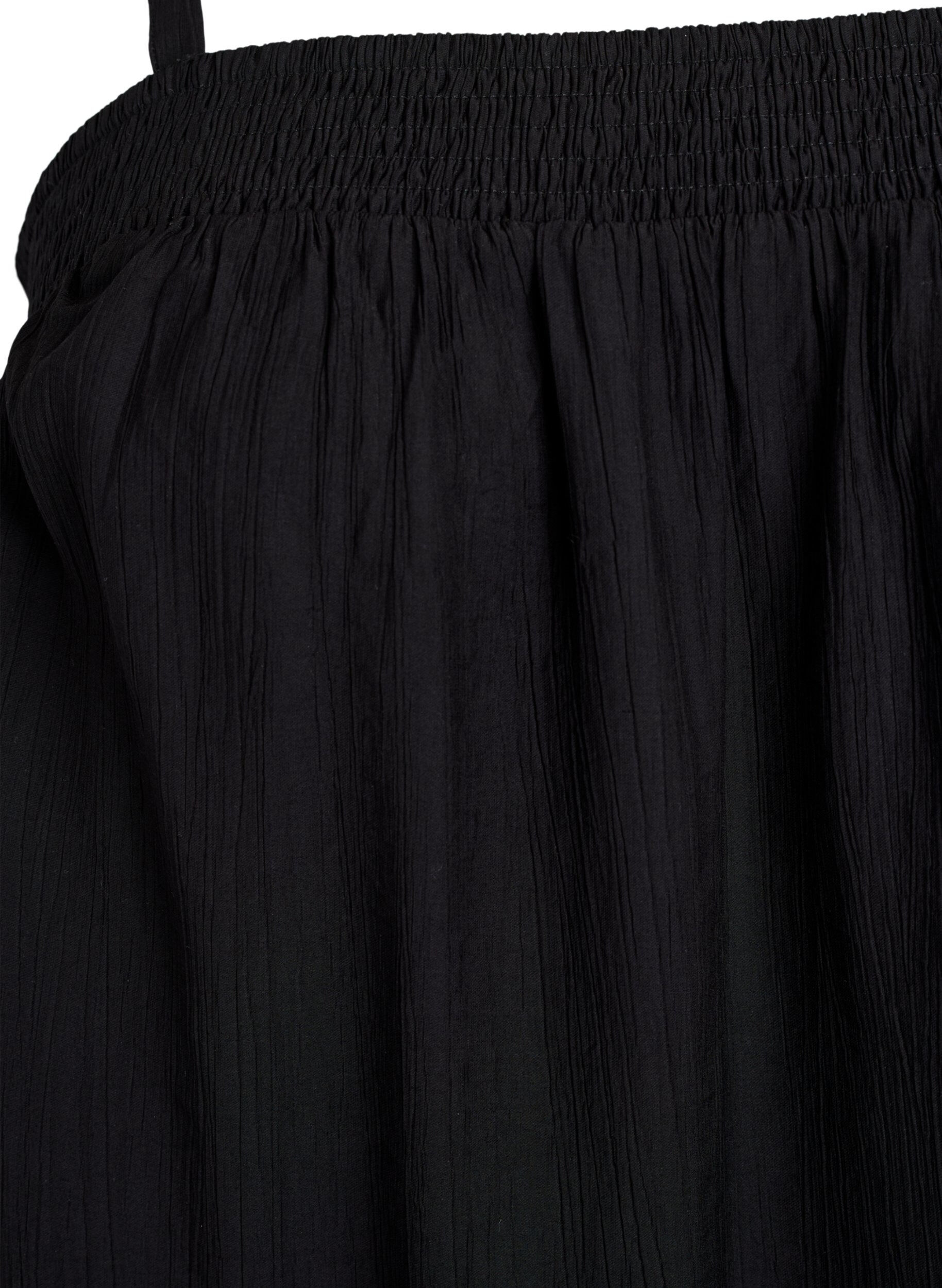 ZizziKurzes Kleid aus Viskose mit Spaghettitr&auml;gern, Schwarz, Packshot image number 2