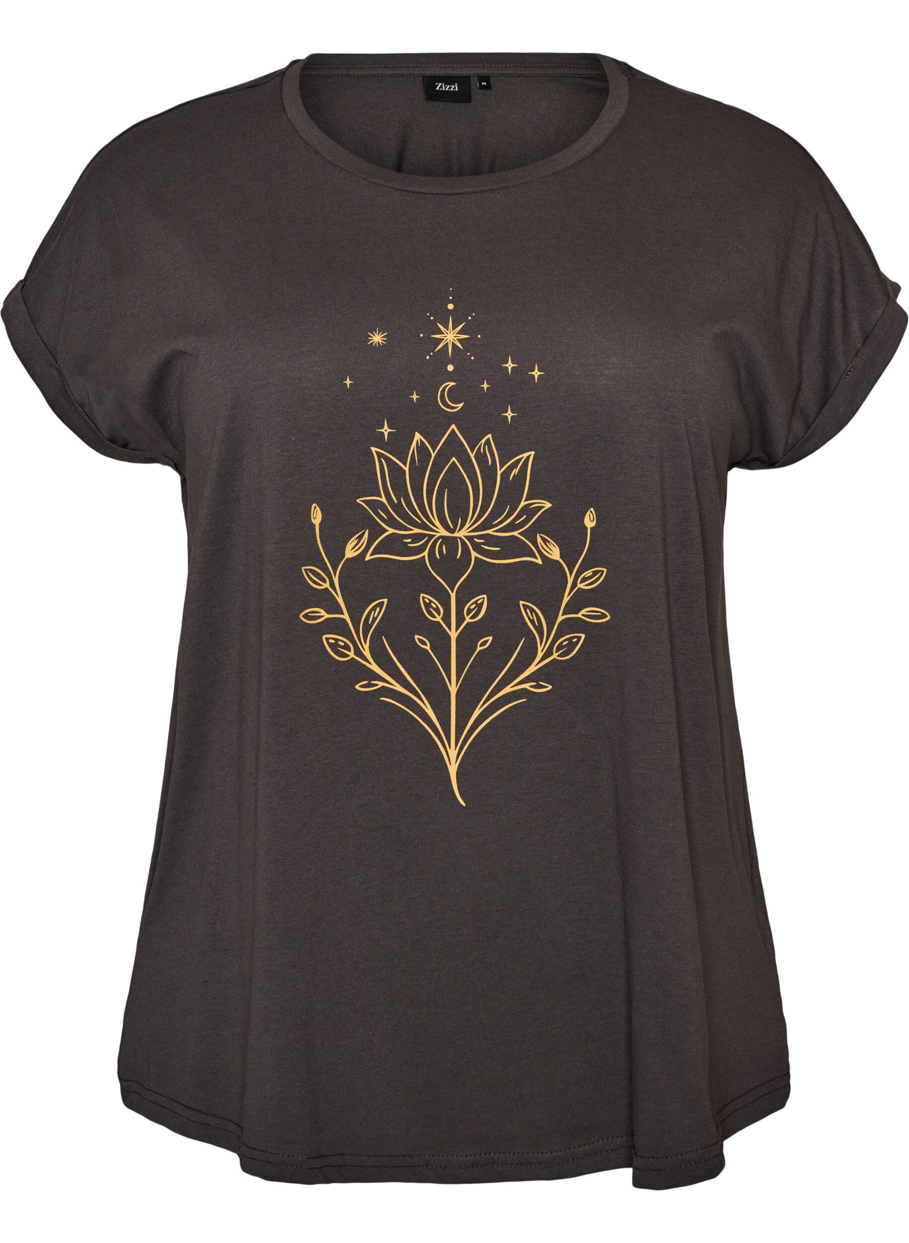 ZizziT-Shirt mit dekorativem Frontprint, Grau, Packshot image number 0