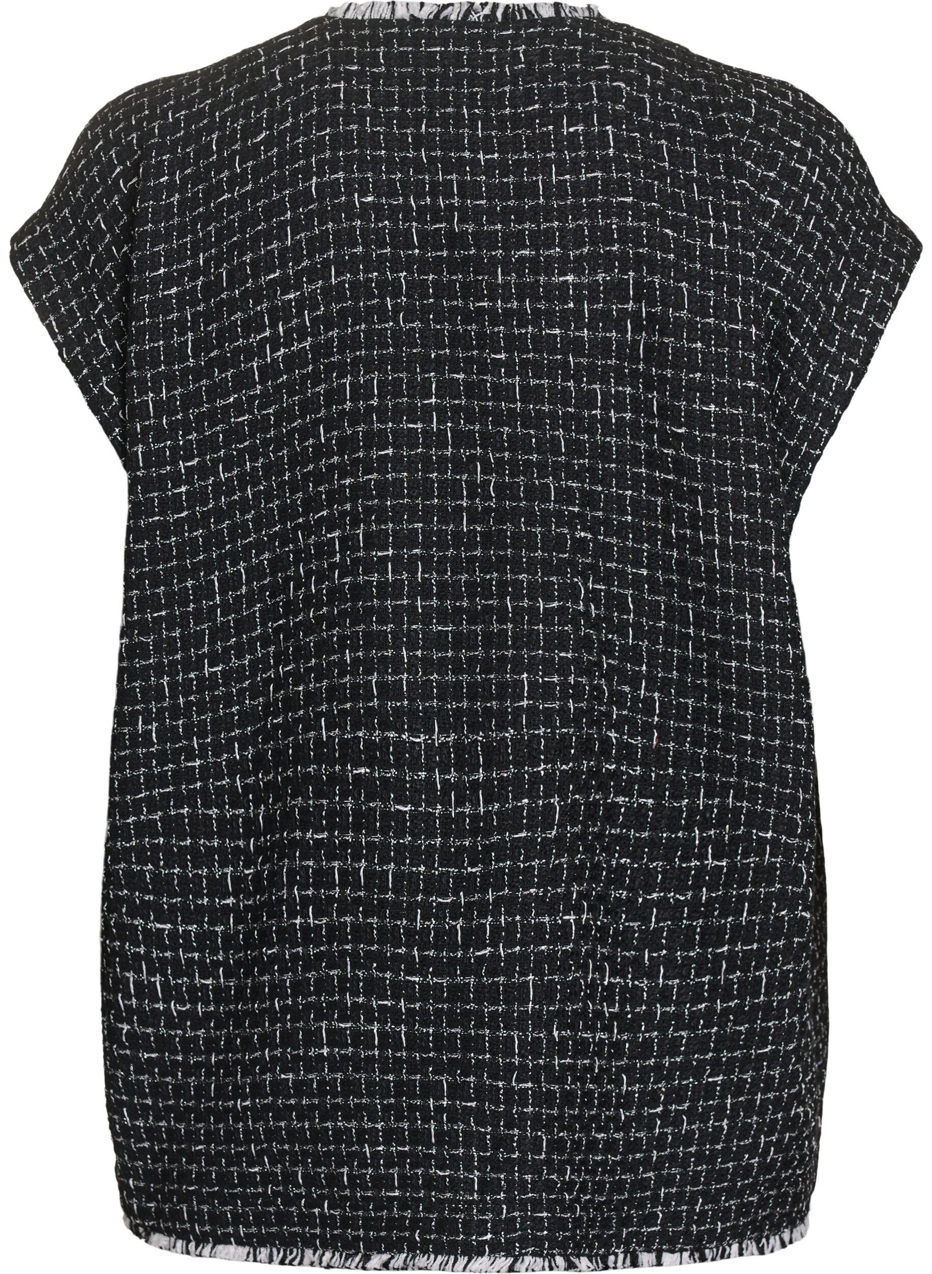 ZizziKarierte Weste mit Zierkn&ouml;pfen, Schwarz, Packshot image number 1