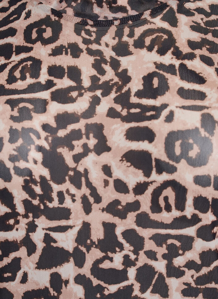 Bluse aus Mesh, mit kurzen Ärmeln, Braun, Packshot image number 2