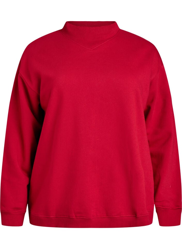 Sweatshirt mit hohem Kragen und langen &Auml;rmeln, Rot, Packshot image number 0
