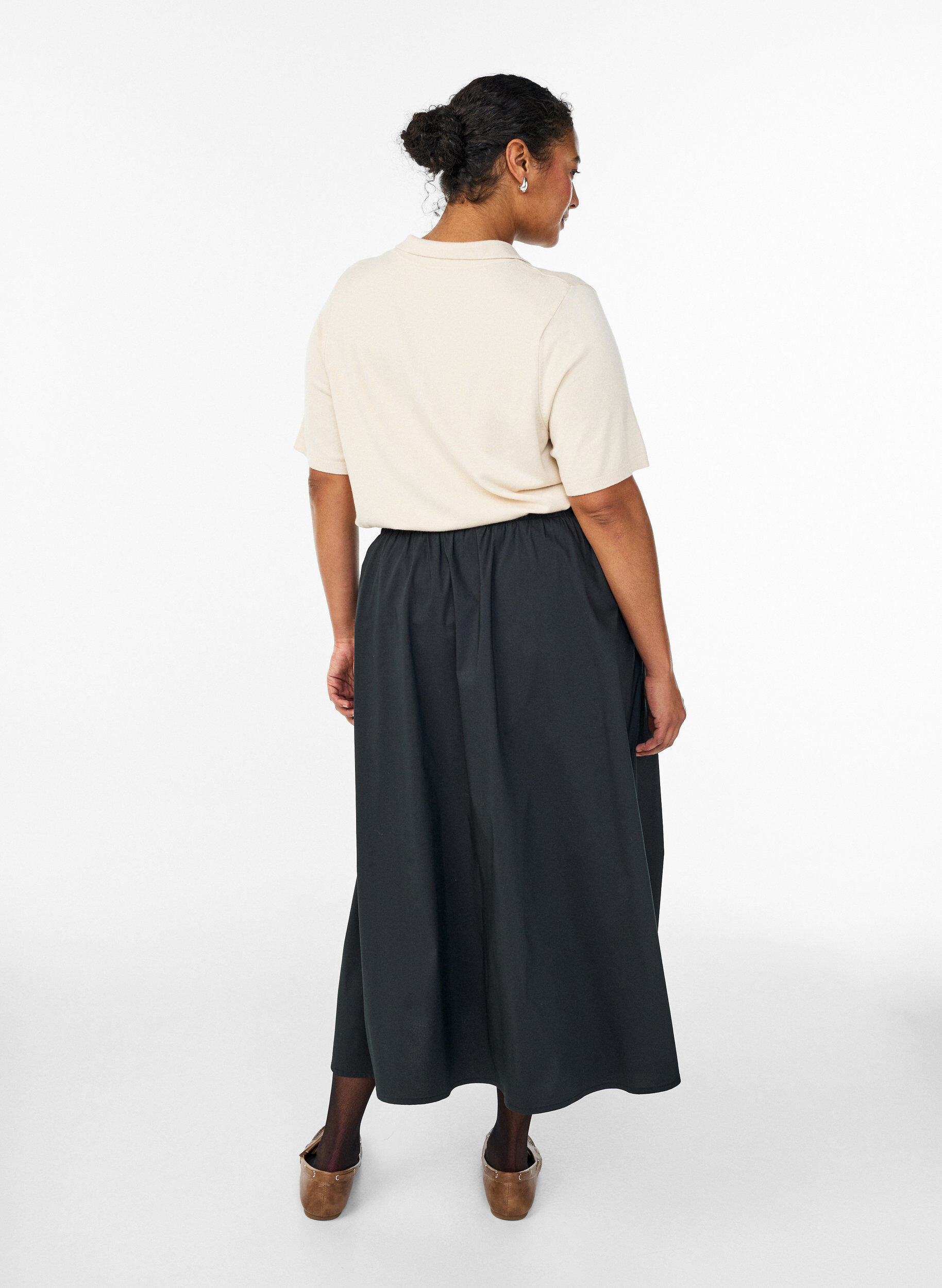 ZizziFeinstrick-Poloshirt mit kurzen &Auml;rmeln, Beige, Model image number 1